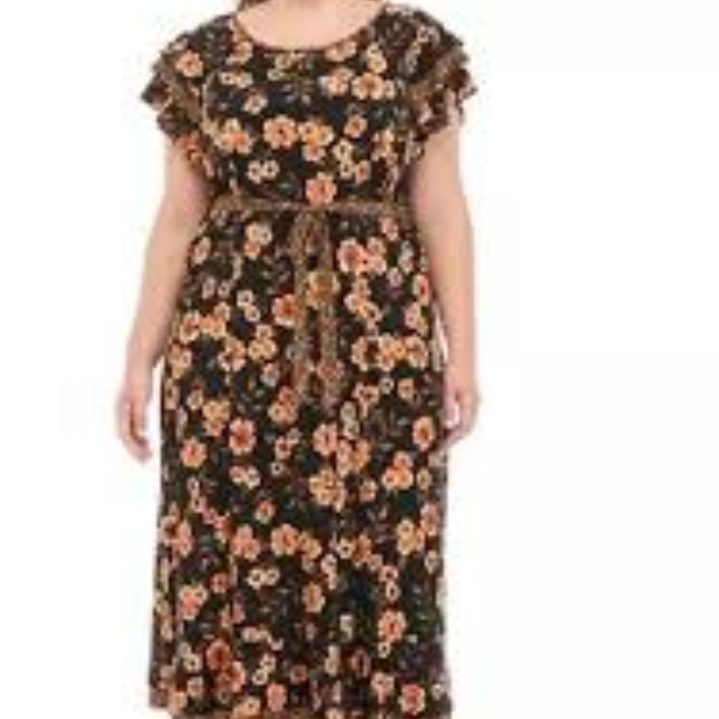 Nwt Perceptions Black Floral Dress